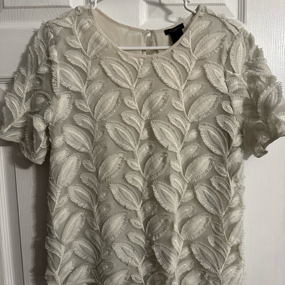 Elegant Cream Leaf Pattern Top